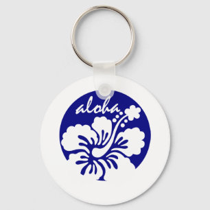 blaue Hawaii-Blume Schlüsselanhänger