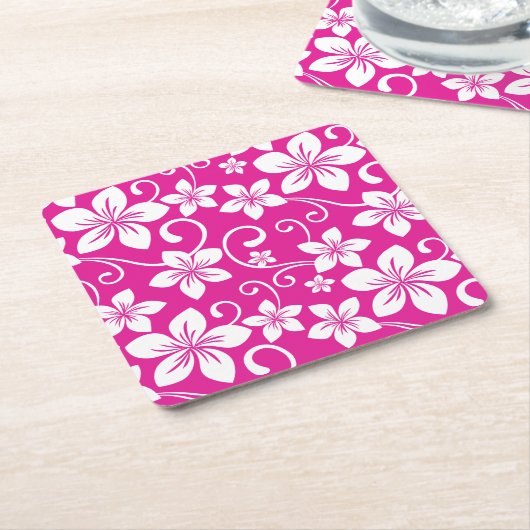 BLAUE HAWAII (HOT PINK) RECHTECKIGER PAPPUNTERSETZER (angewinkelt)