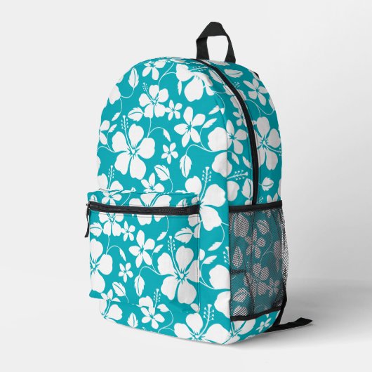BLAUE HAWAII-MUSTER IN TEAL BEDRUCKTER RUCKSACK (Rückseitige Ecke Rechts)
