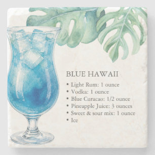 Blaue Hawaii-Rezept-Drinks-Liquor-Unterlagen Steinuntersetzer
