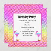 BLAUE HAWAIIAN RAINBOW GEOMETRIC BIRTHDAY PARTEI EINLADUNG (Vorne/Hinten)