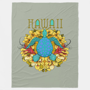 Blaue hawaiische Seeschildkröte, Blumen-Decke Fleecedecke