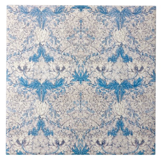 Blaue Heckenkirsche (von William Morris) Fliese (Vorderseite)