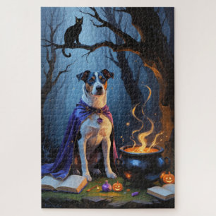 Blaue Heeler-Hund - Whimsical Halloween-Malerei Puzzle