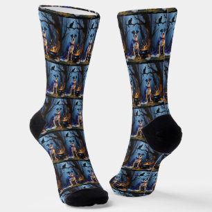Blaue Heeler-Hund - Whimsical Halloween-Malerei Socken