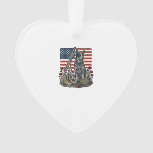 Blaue Heeler-patriotische Gedenk-Vintage-Engraving Ornament