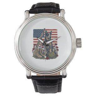 Blaue Heeler-patriotische Gedenk-Vintage-Gravur S Armbanduhr