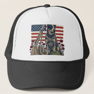 Blaue Heeler-patriotische Gedenk-Vintage-Prägung S Truckerkappe