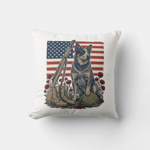 Blaue Heeler-Patriotisches Gedenk-Vintage-Stich S Kissen