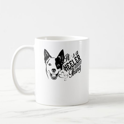Blaue Heeler Sache-Tasse Kaffeetasse (Links)