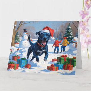 Blaue Heeler Weihnachtsfest Schnee Szene Karte