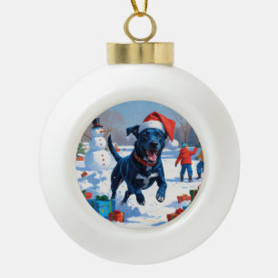 Blaue Heeler Weihnachtsfest Schnee Szene Keramik Kugel-Ornament