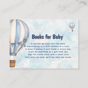 Blaue Heißluftballon-Baby-Shower-Bücher für Baby Begleitkarte