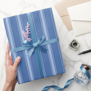 Blaue & Hellblaue Streifen Geschenkpapier
