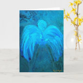 Blaue helle Engels-Gruß-Karte Karte (Gelbe Blume)