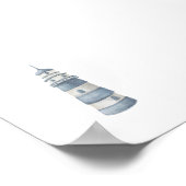 Blaue helle Hütte in Aquarell Poster (Ecke)