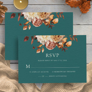 Blaue Herbst-Kupfer-Blumen-Hochzeits-RSVP-Karte RSVP Karte
