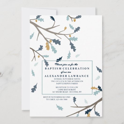 Blaue Herbsteinladung Einladung (Vorderseite)