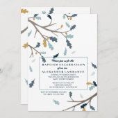 Blaue Herbsteinladung Einladung (Vorne/Hinten)