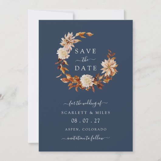 Blaue Herbstfeier Save The Date (Vorderseite)