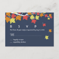 Blaue Herbsthochzeit - RSVP-Kartenmaple-Blätter