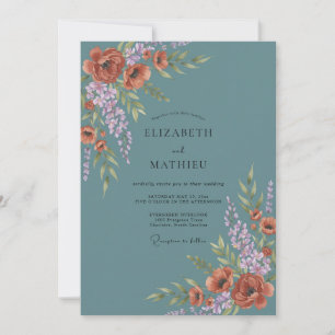 Blaue herbstliche Hochzeit Einladung