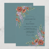 Blaue herbstliche Hochzeit Einladung (Vorne/Hinten)