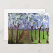 Blaue Herbstwälder Postkarte (Vorne/Hinten)