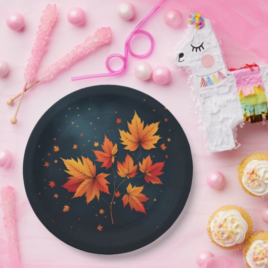 Blaue Herbstwoche - Blätter Pappteller (Party)