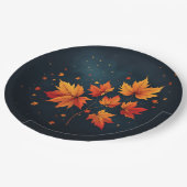 Blaue Herbstwoche - Blätter Pappteller (Schrägansicht)