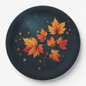 Blaue Herbstwoche - Blätter Pappteller (Vorderseite)