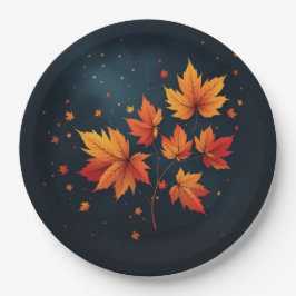 Blaue Herbstwoche - Blätter Pappteller