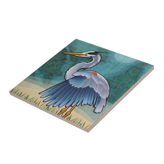 Blaue Herde an der Küste Fliese (Seite)