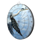 Blaue Herde im Flug über Wasser Dartscheibe (Vorderseite rechts)