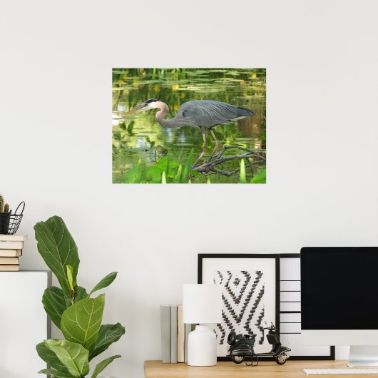 Blaue Herde im Teich Poster (Heimbüro)