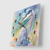 Blaue Herde von Rainbow Birds 2 Quadratische Wanduhr (Winkel)