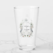 Blaue Herde Wasservögel Weiße Wasserfarben Glas (Rückseite)