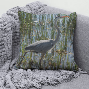 Blaue Heron-Fotografie Feuchtgebiete Kissen