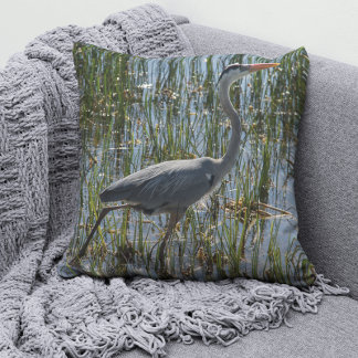 Blaue Heron-Fotografie Feuchtgebiete Kissen
