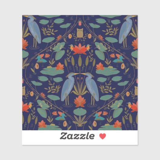 Blaue Heron-Teich-Wiederbelebung der Chic Marine Aufkleber (Blatt)