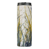 Blaue Heron Wasserfarbe bei Unkraut Thermosbecher (Rückseite)