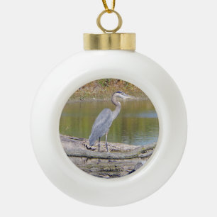 Blaue Heronkugel oder Schneeflocke Keramik Kugel-Ornament
