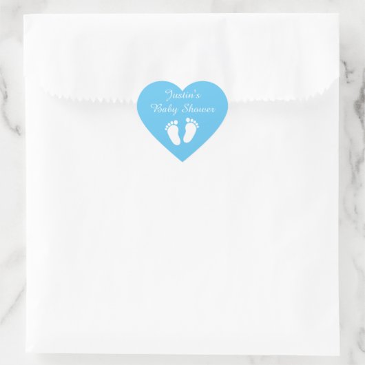 Blaue Herz-Babyabdrücke babyshower Aufkleber (Tasche)
