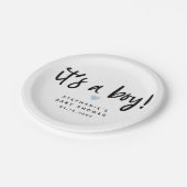 Blaue Herz-Babyparty | ist es ein Junge Pappteller (Schrägansicht)