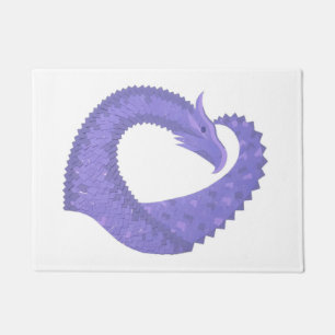 Blaue Herz-Drache auf Weiß Fußmatte