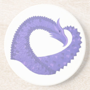 Blaue Herz-Drache auf Weiß Getränkeuntersetzer