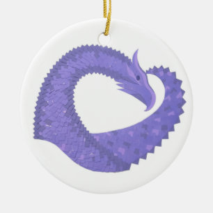 Blaue Herz-Drache auf Weiß Keramikornament