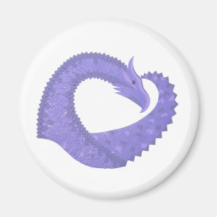 Blaue Herz-Drache auf Weiß Magnet