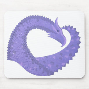 Blaue Herz-Drache auf Weiß Mousepad
