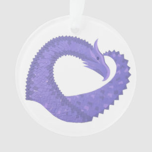 Blaue Herz-Drache auf Weiß Ornament